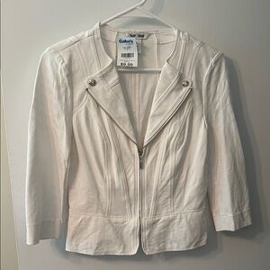 White House Black Market White Leather Jacket Tailored Fit